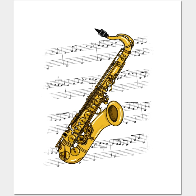 Saxophone Sax Player Saxophonist Jazz Musician (Colour) Wall Art by doodlerob